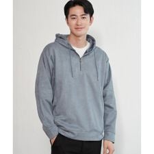 【抗菌防臭／吸水速乾】GOKU楽スエードハーフジップパーカ