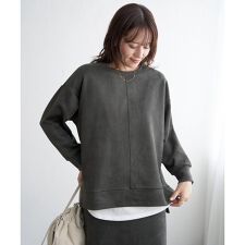 GOKU楽カットソー フェイクスエード裾スリットプルオーバー