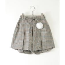 ポンポン付きチェックタックキュロット（120?160cm）