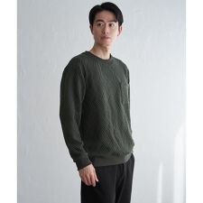 フクレジャカードポケット付きクルーネックプルオーバー