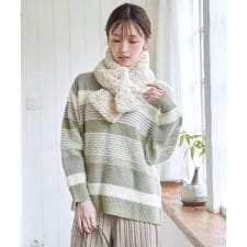 フェザー切り替えボーダーニットプルオーバー