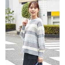 フェザー切り替えボーダーニットプルオーバー