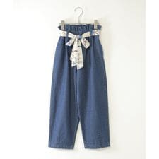 スカーフベルト付きバレルデニムパンツ