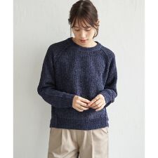 畦編みモールニットプルオーバー