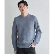 【洗濯機で洗える】ジャカードチェックニット