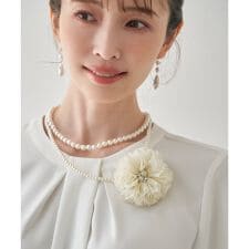 【フォーマル対応】コサージュ付きパールネックレス2