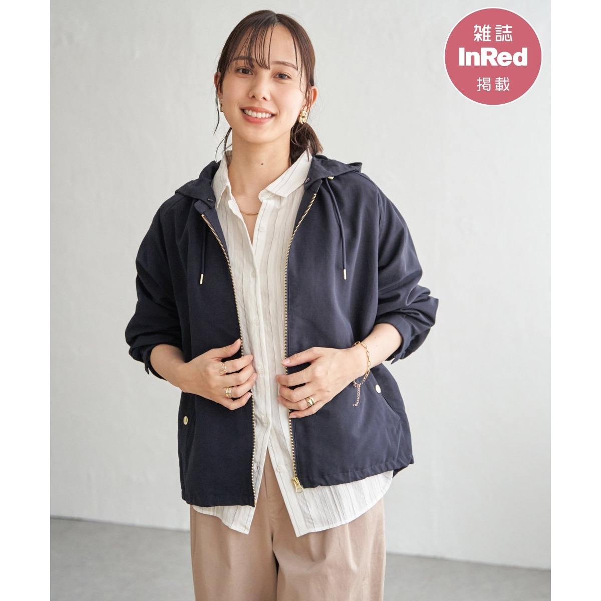 ikka 撥水花粉リリース2WAYマウンテンパーカー Lサイズオフホワイト ikka｜【雑誌InRed4月号掲載】撥水花粉リリース2WAYマウンテンパーカー