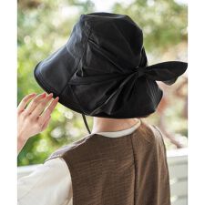 洗えるUVツバ広リボンハット