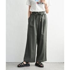 麻混ベルト付きイージーパンツ