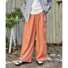 麻混ベルト付きイージーパンツ