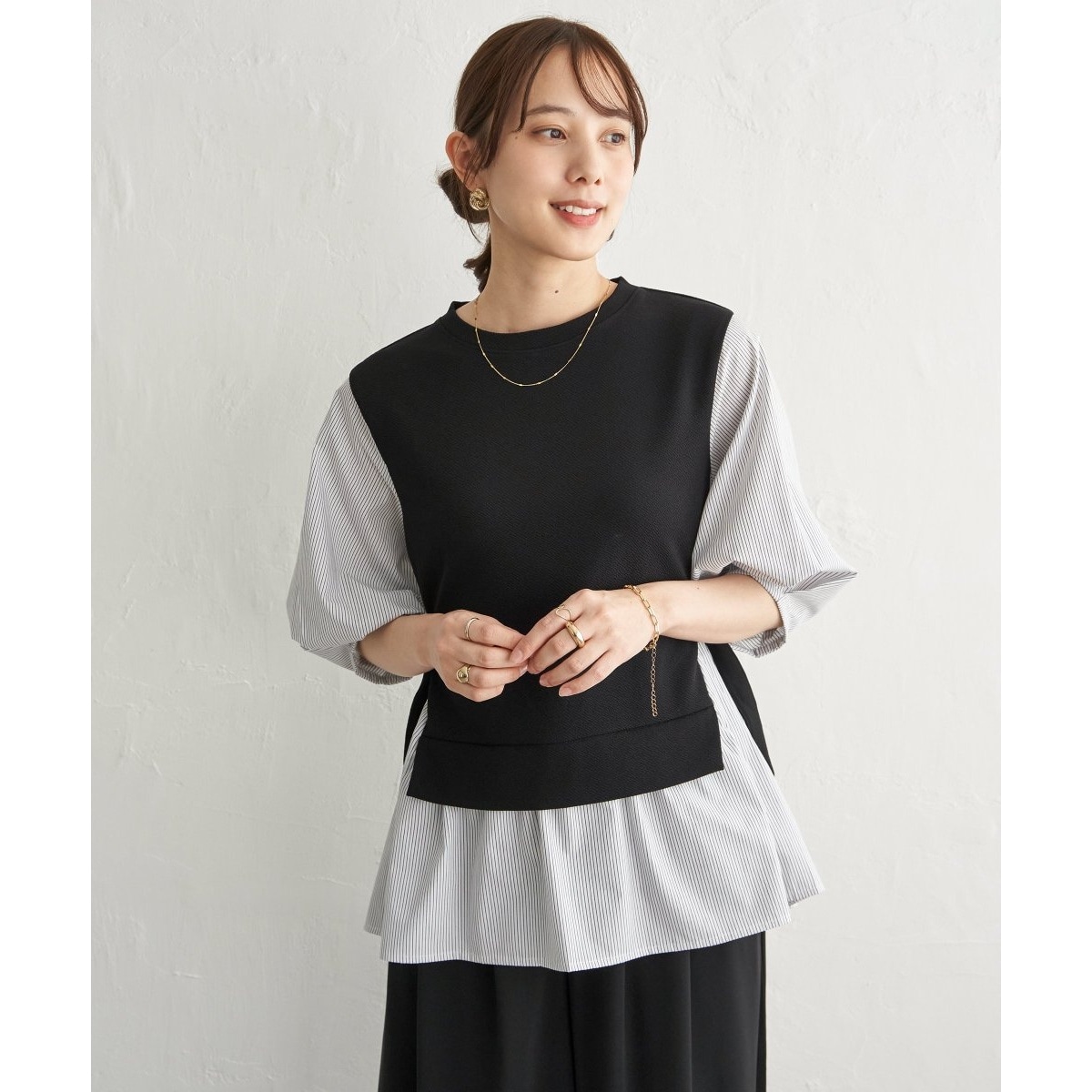 異素材切り替えフェイクレイヤード