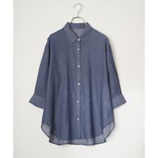 シアーデニム7分袖シャツ