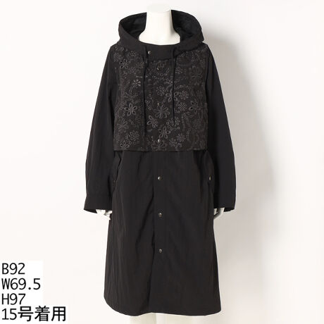 15~19号】ナイロンフラワーボーラーレース刺繍Aラインフードコート  