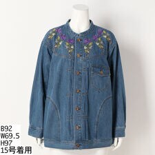 15~19号】ライトオンスデニム ダリア刺繍Gジャン | スーパーハッカ 