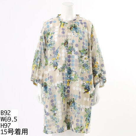 15～19号】コットンローン タイルドットブーケプリントコクーン 