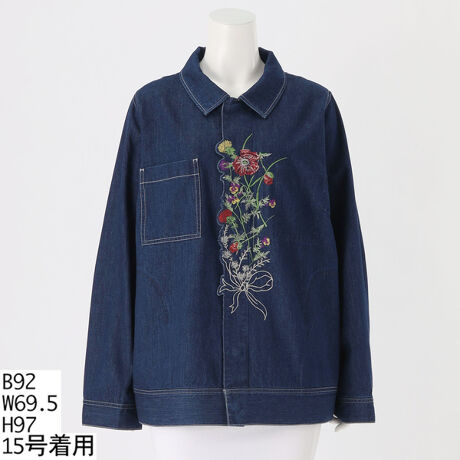 15～19号]スカラップワイルドフラワー刺繍デニムGジャン | スーパー 