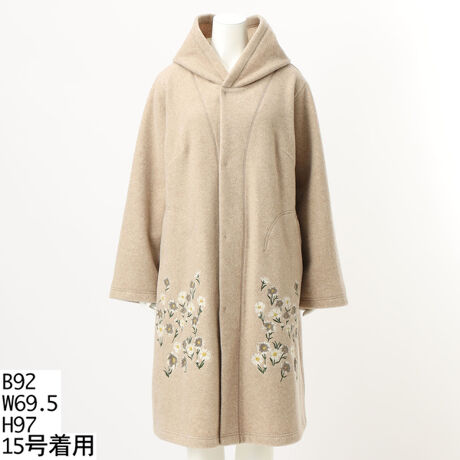 15～19号]スライバー スプレーマムサガラ刺繍フーディコート(裏地有り 