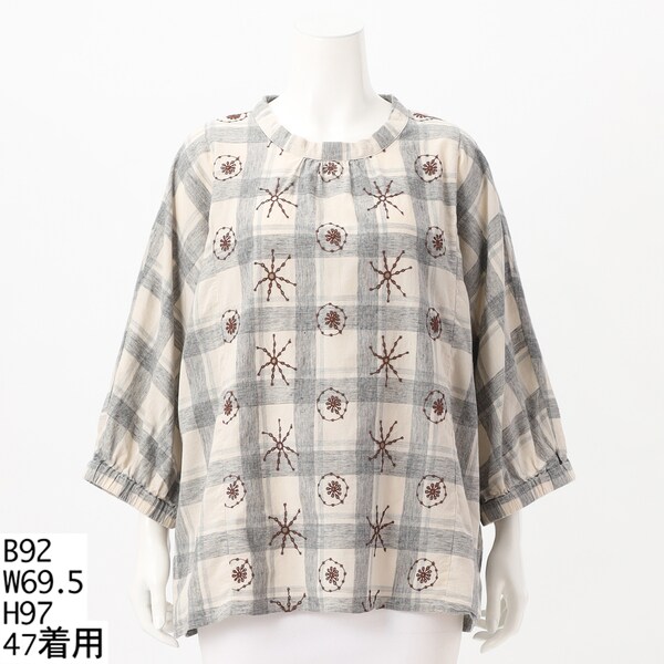 15～19号]コットンリネンチェックバブルスフラワーボーラーレース