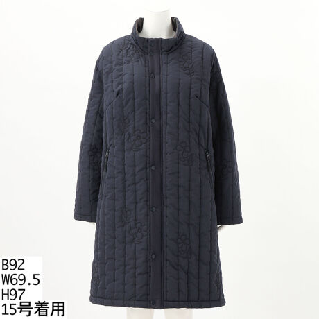 15～19号]ポリエステルタフタ ストライプフラワー中綿キルティング  