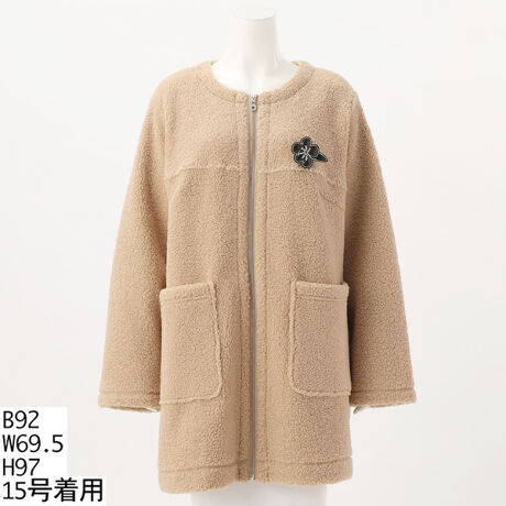 15～19号]ポピーブローチ付きループボアコート(裏地無し) | スーパー 