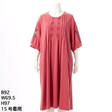 [15～19号]アザミとポピー刺繍 ボイルコットンシフォン×天竺ワンピース 製品染め