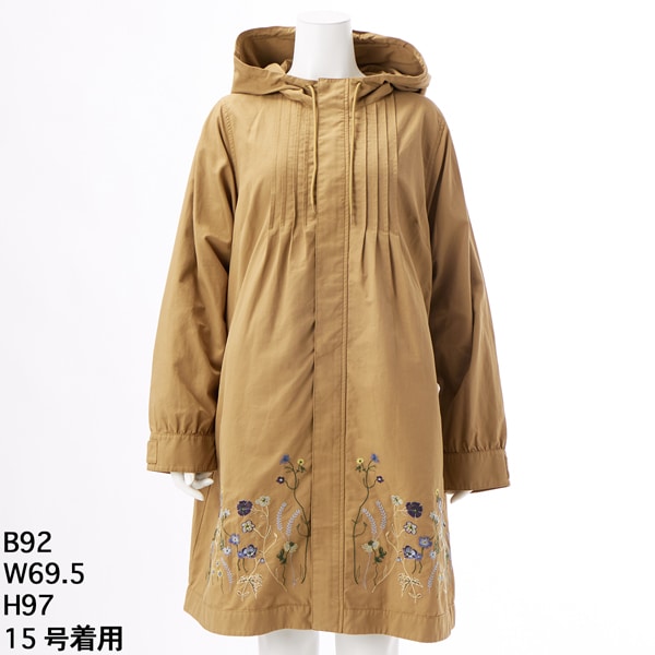 スーパーハッカ　フィーユ super hakka feuille コート ポリエステルナイロンブロード リレーフラワーステッチ刺繍コート