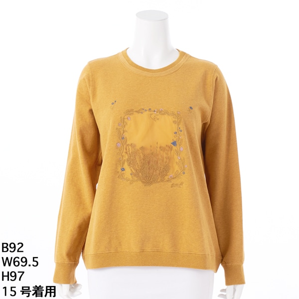スーパーハッカフィーユ（super hakka feuille）/［15〜19号］40/20裏毛×60コットンローンガーランドプチフラワー刺繍トレーナー 15～19号］40/20裏毛×60コットンローンガーランドプチフラワー刺繍