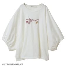 [15～19号]SUPER HAKKA×世界名作劇場 あらいぐまラスカルとフラワー刺繍Tシャツ