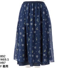 スーパーハッカフィーユ(super hakka feuille)の[15～ 19号 ]エステルシフォンブライズ加工小花プリント+コットンローンレイヤードフレアスカート