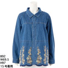 [15～19号 ]ライトオンスデニム スカラップブロッサムヴァイン刺繍デニムジャケット