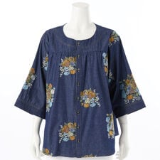 [15～19号 ]デニム/ツイル ブロッサムクラスタ刺繍ブルゾンブラウス