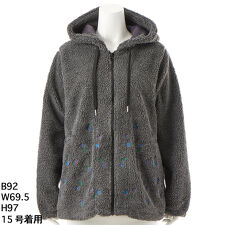 [15～19号]レトロフラワー刺繍ボアフーディブルゾン(裏地付き)