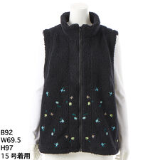 [15～19号]レトロフラワー刺繍ボアベスト(裏地付き)