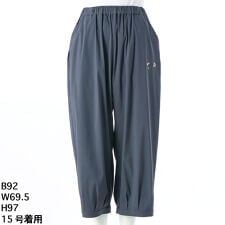 [15～19号]レーヨンナイロンストレッチ フラワーワンポイント刺繍コクーンパンツ