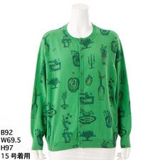 スーパーハッカフィーユ(super hakka feuille)の[15～19号]SUPER HAKKA×保坂優子 ｢暮らしを彩る｣プリントニットカーディガン