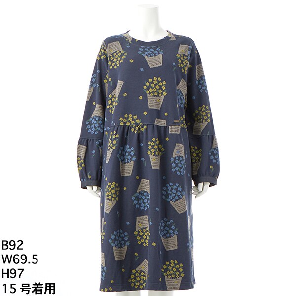 スーパーハッカフィーユ（super hakka feuille）/[15〜19号]SUPER HAKKA×椎木彩子 刺繍シャツワンピース 15～19号]SUPER HAKKA×椎木彩子 プリントシャツワンピース | スーパー