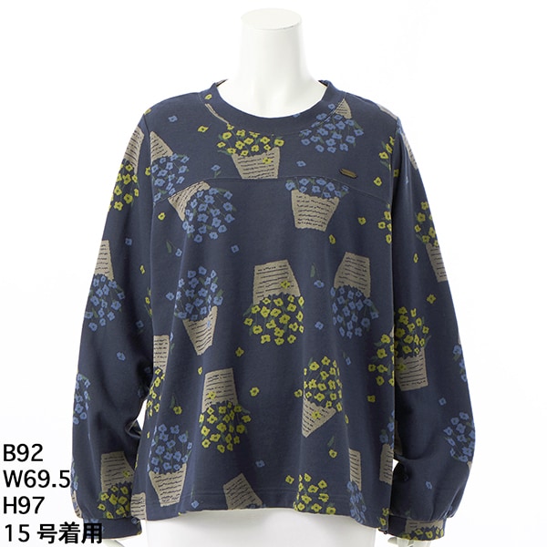 スーパーハッカフィーユ（super hakka feuille）/[15〜19号]コットンポリエステル フラワーポットニットジャカードプルオーバー 15～19号]コットンポリエステル フラワーポットニットジャカードプル