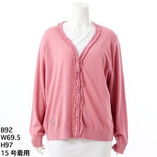 スーパーハッカフィーユ(super hakka feuille)の[15～19号]フラワーワンポイント刺繍コットンアクリルフリルタックニットカーディガン