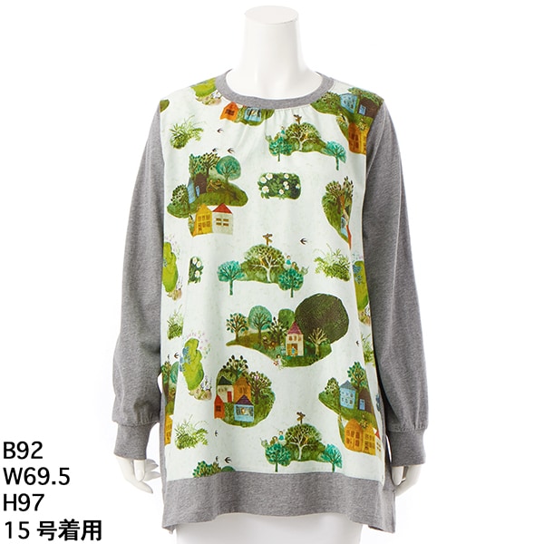 15～19号]フラワー＆フルーツ ベロアジャカードオフタートルチュニック