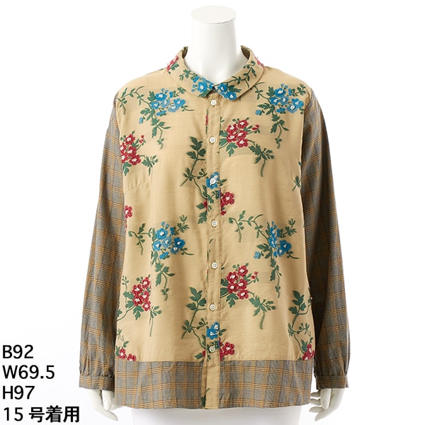 15号～19号]SUPER HAKKA×松尾ミユキ ｢flower forest｣刺繍ブラウス