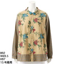 スーパーハッカフィーユ(super hakka feuille)の[15～19号]レーヨンナイロンアクリルトレイリングブルームカットジャカード+コットンツイルブラウス