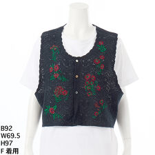 [15～19号]フラワーフォール刺繍コットンニットベスト