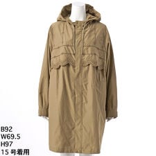 [15～19号]ポリエステルコットンツイル フラワーポイントスカラップ刺繍フーディコート