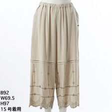 [15～19号]セルロース麻ナイロンツイル フラワーポイントスカラップ刺繍ワイドパンツ