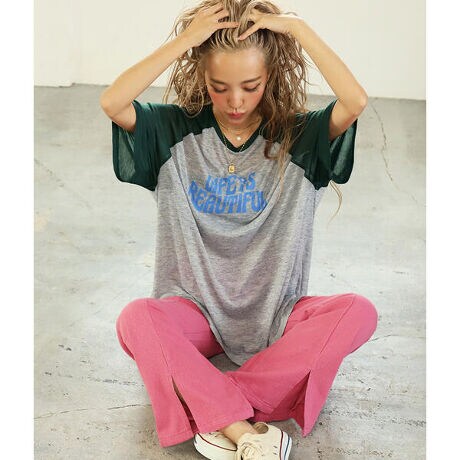 ロゴプリントシアーラグランスリーブTシャツ | マルイウェブチャネル