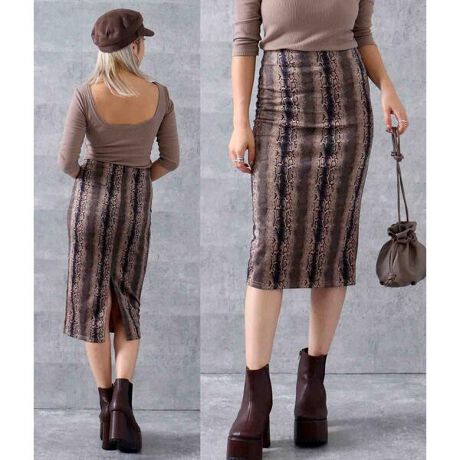 パイソン柄バックスリットスカート アナップ Anap ファッション通販 マルイウェブチャネル