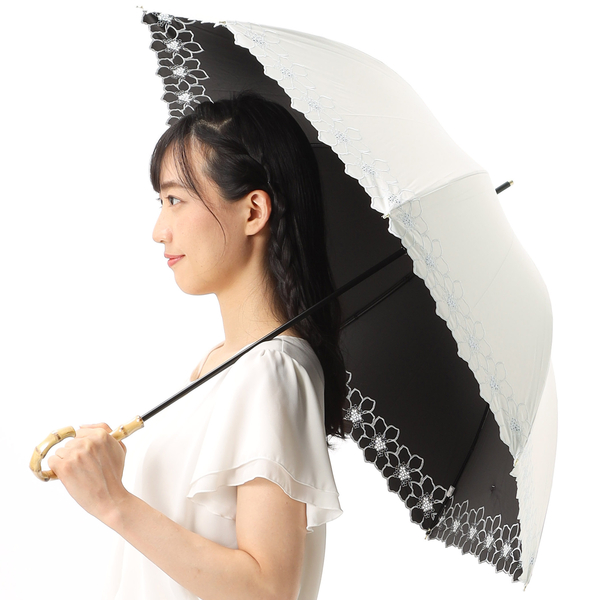 【WH】(L)カシュネ cache nez / 軽量スライヴフラワープリントカーボン折りたたみ日傘 晴雨兼用 折りたたみ傘  レイン