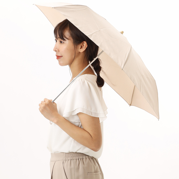 【BE】(L)カシュネ cache nez / フラワーボーラー刺繍ショートパラソル 晴雨兼用 長傘 レイン
