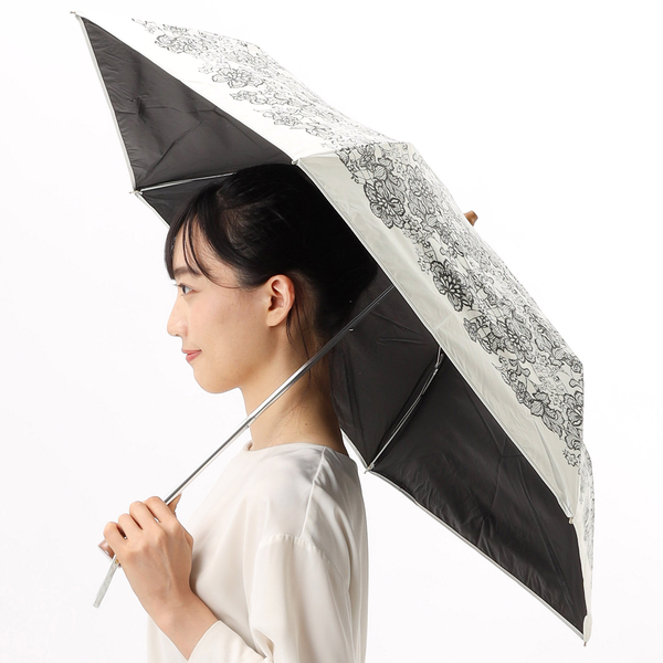 【PI】(L)カシュネ cache nez / グレースフラワー刺繍ショートパラソル 晴雨兼用 長傘 レイン