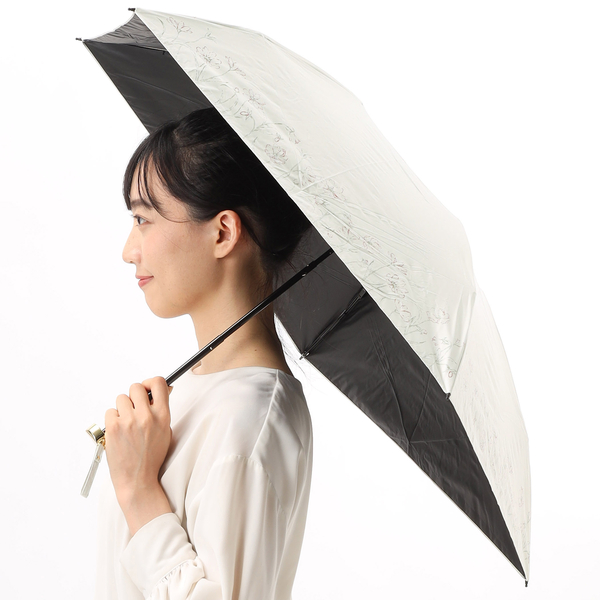 【PI】(L)カシュネ cache nez / グレースフラワー刺繍ショートパラソル 晴雨兼用 長傘 レイン